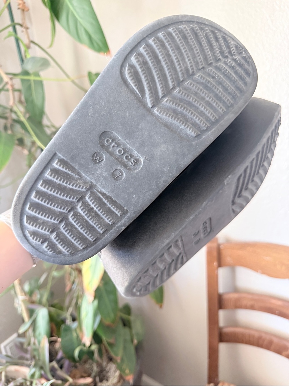CROCS Black Platform Clogs with Silver Stud Trim - Picture 3 of 4
